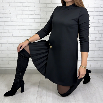 Élégante robe à manches longues et panneaux plissés🔥
