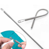 Outil multifonction pliable à cordon élastique pour enfiler les fils facilement