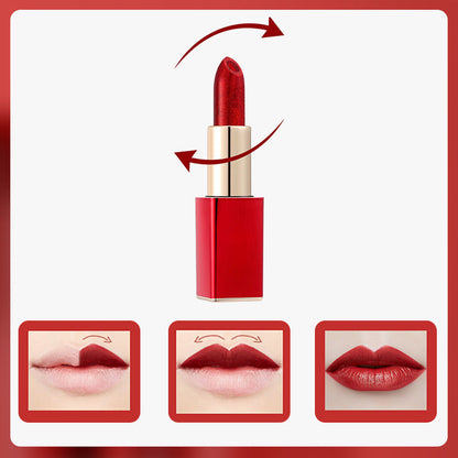 Éclair de Noël : Rouge à Lèvres Pailleté Hydratant qui Change de Couleur — Double Couche, Longue Tenue et Activation Thermique — Promo 48%