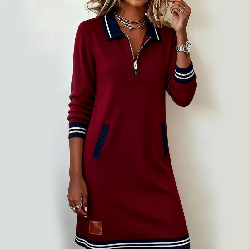 👗Robe à col et manches longues pour femme