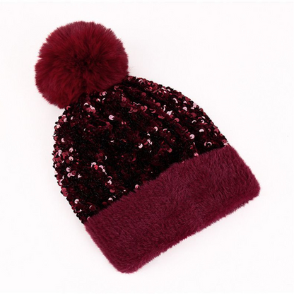 ⏳Spécial à durée limitée⏰Bonnet d'hiver à pompon et paillettes scintillantes👒