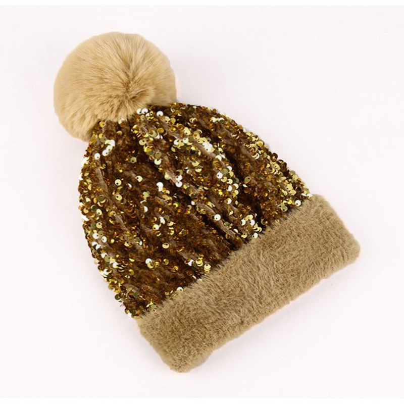 ⏳Spécial à durée limitée⏰Bonnet d'hiver à pompon et paillettes scintillantes👒