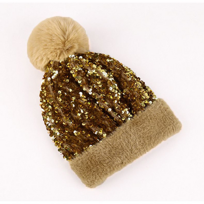 ⏳Spécial à durée limitée⏰Bonnet d'hiver à pompon et paillettes scintillantes👒