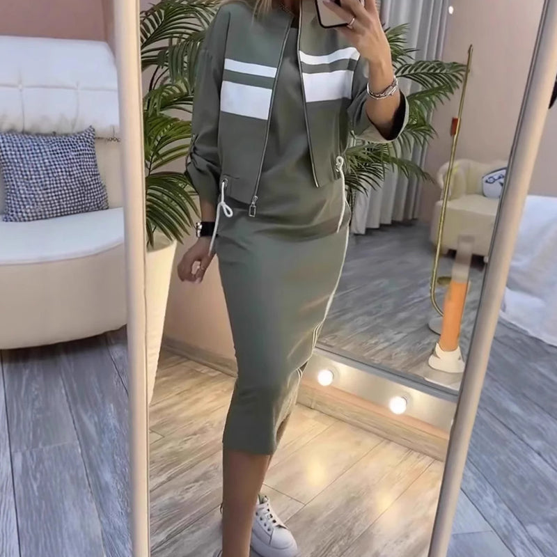 💖 Ensemble veste et robe à col montant pour femme