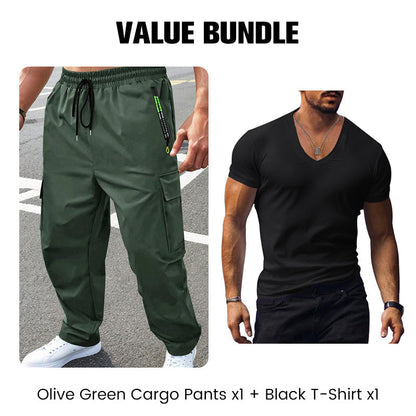 🏕️ NOUVEAUTÉ 2026 | Pantalon Cargo Outdoor Homme | Respirant & Poches Multiples ✨【T-shirt OFFERT】