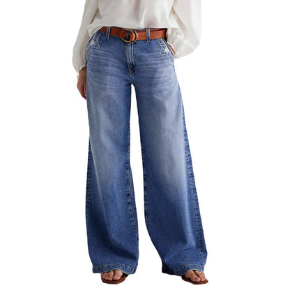 👖✨ 60% de réduction ! Jean Vintage Taille Haute à Jambes Larges pour Femme – Délavage rétro, coupe flatteuse & confort en coton toute la journée