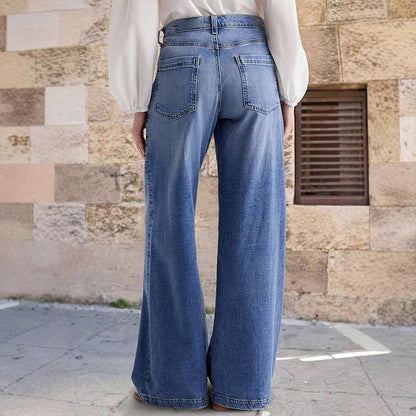 👖✨ 60% de réduction ! Jean Vintage Taille Haute à Jambes Larges pour Femme – Délavage rétro, coupe flatteuse & confort en coton toute la journée
