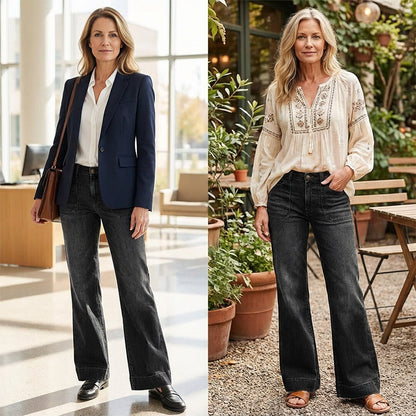 👖✨ Chic Rétro | Jean Évasé Femme | Coupe Allongeante & Poches Généreuses 💫【-60%】