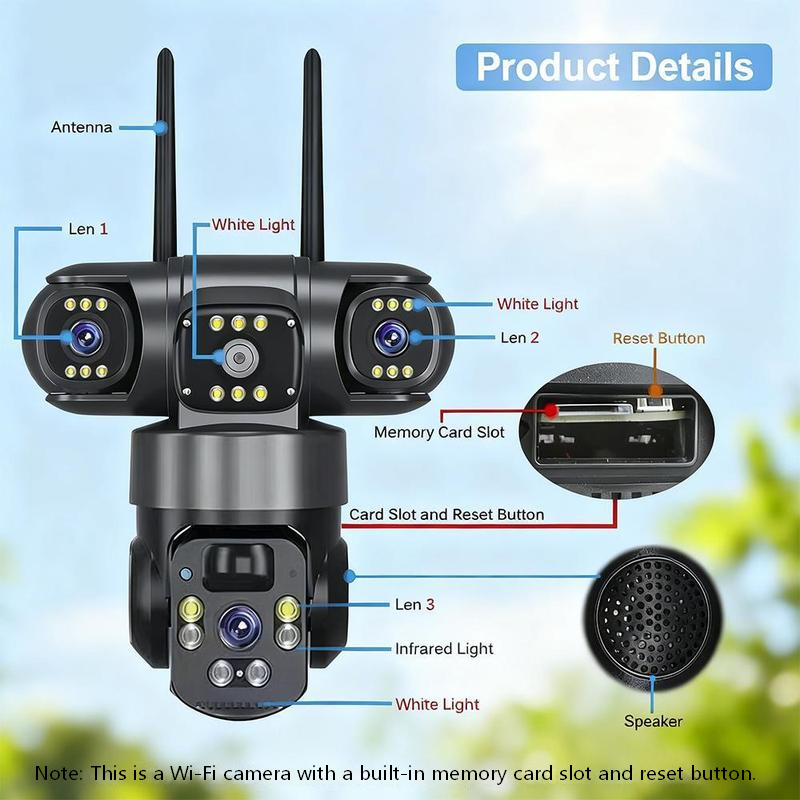 📹 50% DE RÉDUCTION! ☀️ Caméra de surveillance Wi-Fi 6K 9 MP pour l'extérieur | Zoom 10x, 3 objectifs, PTZ 360° | Indice de protection IP66, vision nocturne couleur, audio bidirectionnel, suivi de mouvement