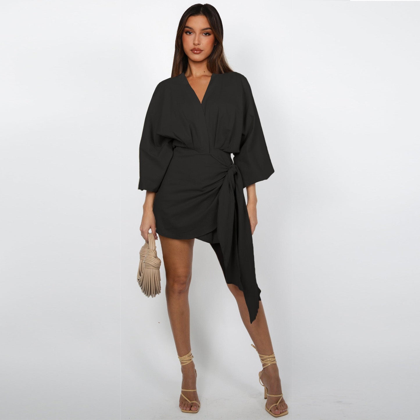Robe portefeuille à col en V pour femmes