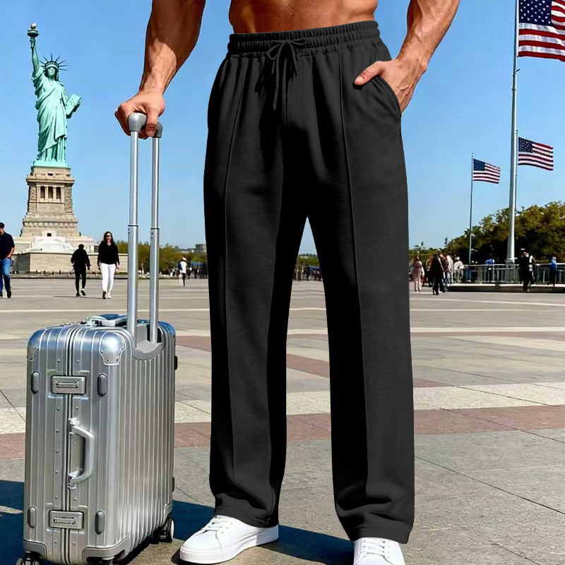 📢📢40 % DE RÉDUCTION !! ⏰Pantalon droit pour homme à taille élastique avec cordon de serrage
