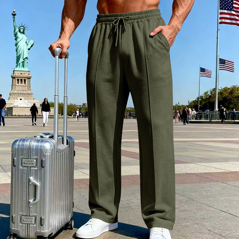 📢📢40 % DE RÉDUCTION !! ⏰Pantalon droit pour homme à taille élastique avec cordon de serrage
