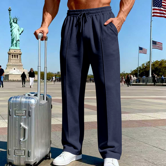 📢📢40 % DE RÉDUCTION !! ⏰Pantalon droit pour homme à taille élastique avec cordon de serrage