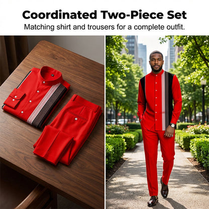 📢📢36 % de réduction !! ⏰Ensemble 2 pièces homme chemise rayée et pantalon – style sans effort