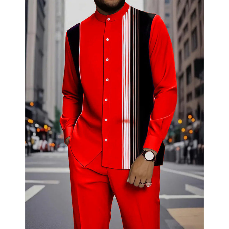 📢📢36 % de réduction !! ⏰Ensemble 2 pièces homme chemise rayée et pantalon – style sans effort