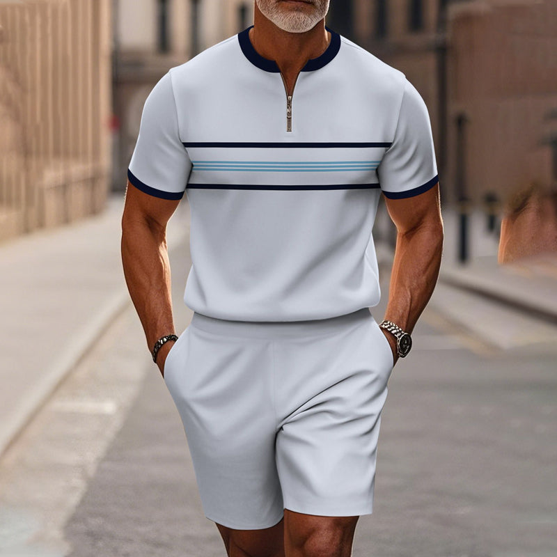 🔥50 % DE RÉDUCTION🔥Ensemble chemise et short à col zippé pour homme