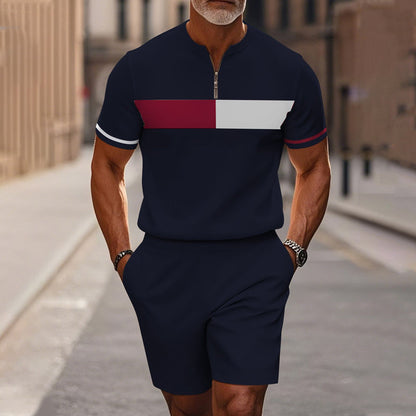 🔥50 % DE RÉDUCTION🔥Ensemble chemise et short à col zippé pour homme