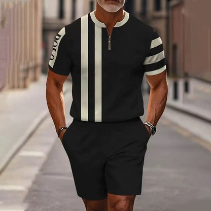 🔥50 % DE RÉDUCTION🔥Ensemble chemise et short à col zippé pour homme
