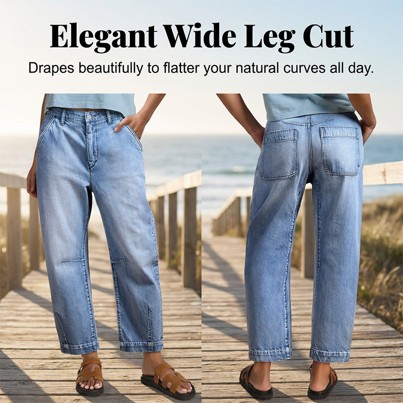 🌟 Short en jean large taille haute pour femme – Effet allongeant et délavage vintage – Pantalon court décontracté – Idéal pour l'été, la plage ou une journée de détente 👒