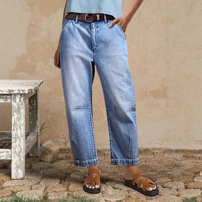 🌟 Short en jean large taille haute pour femme – Effet allongeant et délavage vintage – Pantalon court décontracté – Idéal pour l'été, la plage ou une journée de détente 👒