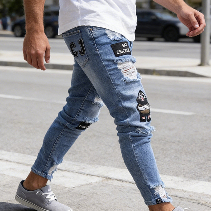 👖 50% DE RÉDUCTION! 🔥 Jean Slim Déchiré pour Homme – Coupe Moderne, Détails Déchirés & Look Tendance 💙