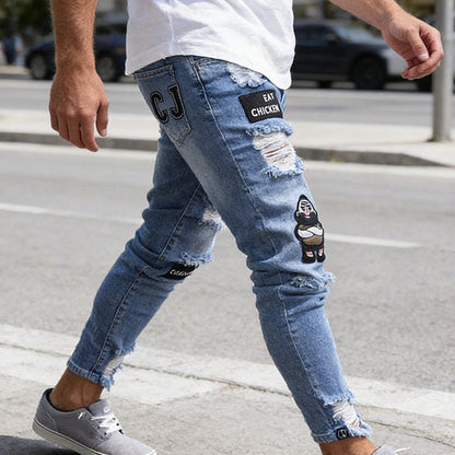 👖 50% DE RÉDUCTION! 🔥 Jean Slim Déchiré pour Homme – Coupe Moderne, Détails Déchirés & Look Tendance 💙