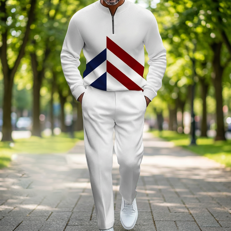 🔥NOUVEAUTÉ 2026 - 38 % DE RÉDUCTION🔥Ensemble de survêtement à demi-zip pour homme, motif color block