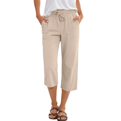 👖 50% DE RÉDUCTION! 🌸 Pantalon Court pour Femme en Mélange Coton-Lin – Léger, Respirant & Parfait Pour Un Look Décontracté En Été ☀️