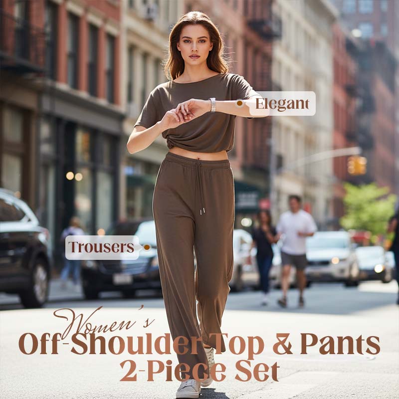 Ensemble 2 pièces pour femme : haut à épaules dénudées et pantalon