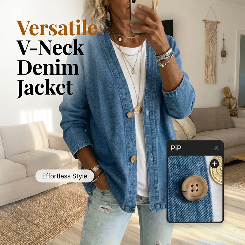 📢📢50 % DE RÉDUCTION !!!⏰Veste en jean classique à boutons pour femme