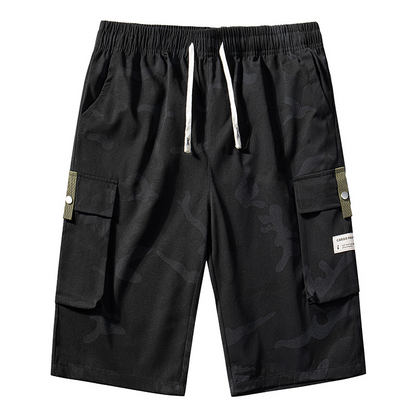 🩳🍂✨ PROMO -54% ! Shorts Cargo Camouflage – 6 Poches Pratiques, Cordon de Taille & Coupe Détendue (4 Couleurs, XS-3XL)
