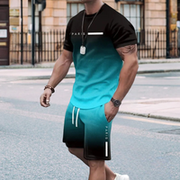 🔥VENTE CHAUDE🔥Ensemble T-shirt à dégradé de couleurs et short pour homme – Confort décontracté au quotidien
