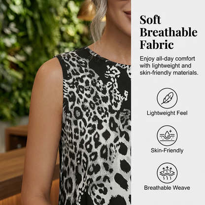 🔥50 % de réduction jusqu'à épuisement des stocks !🎉💃Robe longue sans manches en patchwork à motif léopard