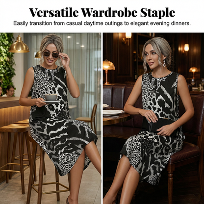 🔥50 % de réduction jusqu'à épuisement des stocks !🎉💃Robe longue sans manches en patchwork à motif léopard