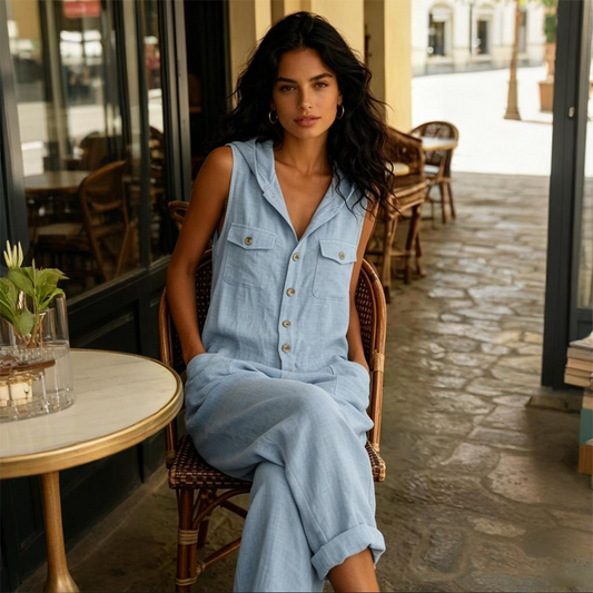 🌸50 % de réduction👖Combinaison sans manches à capuche décontractée pour femme