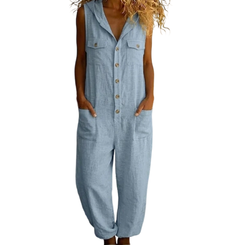 🌸50 % de réduction👖Combinaison sans manches à capuche décontractée pour femme