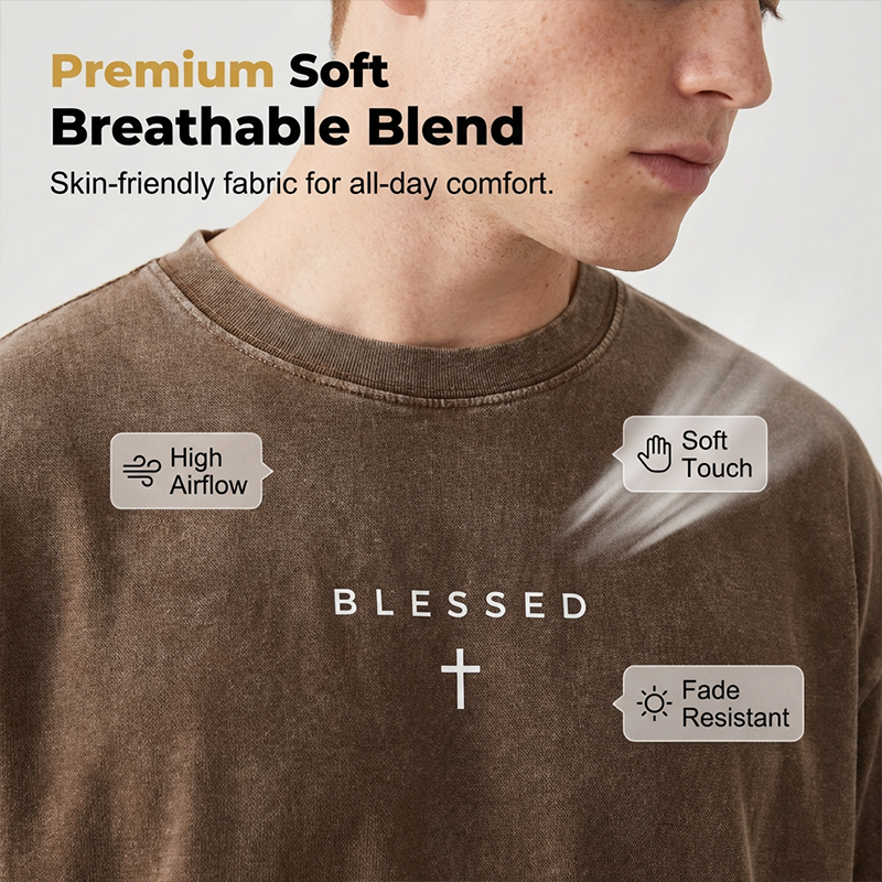 👕✝️ -50 % T-shirt vintage homme avec imprimé croix et lettres – Décontracté, expressif et avec une touche personnelle ✨