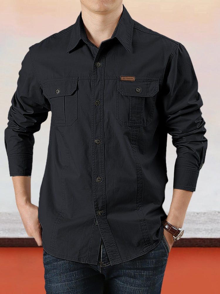 👔 50% DE RÉDUCTION ! ✨🏔️Chemise de Travail en Coton 100% pour Homme – Coutures Doubles, Évacuation d'Humidité 🍂