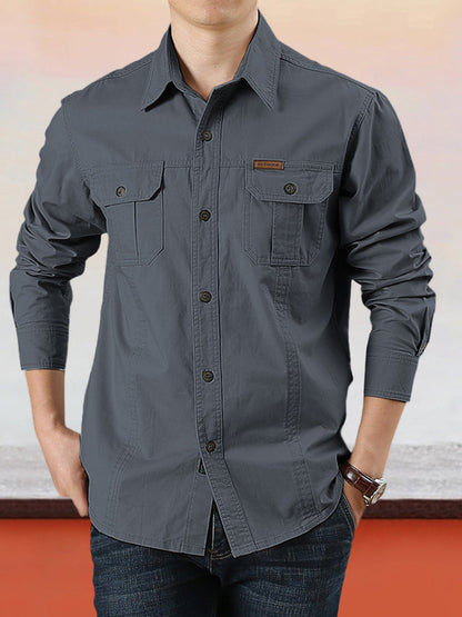 👔 50% DE RÉDUCTION ! ✨🏔️Chemise de Travail en Coton 100% pour Homme – Coutures Doubles, Évacuation d'Humidité 🍂