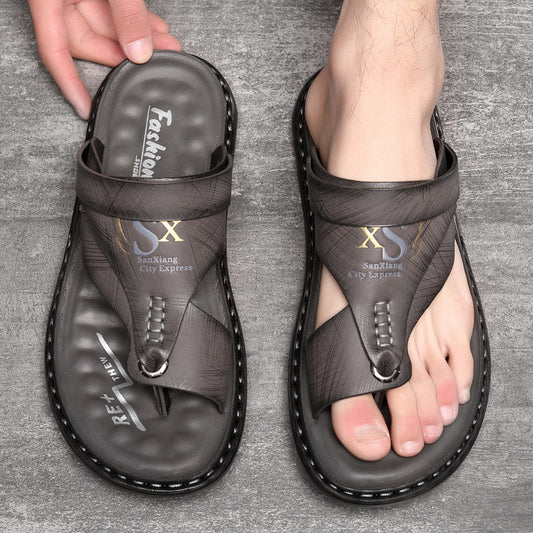 Sandales d'extérieur en cuir souple et respirant pour homme, tailles fortes – Ajustement confortable, semelle antidérapante et idéales pour les longues marches 🚶‍♂️