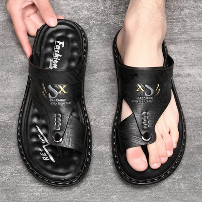 Sandales d'extérieur en cuir souple et respirant pour homme, tailles fortes – Ajustement confortable, semelle antidérapante et idéales pour les longues marches 🚶‍♂️