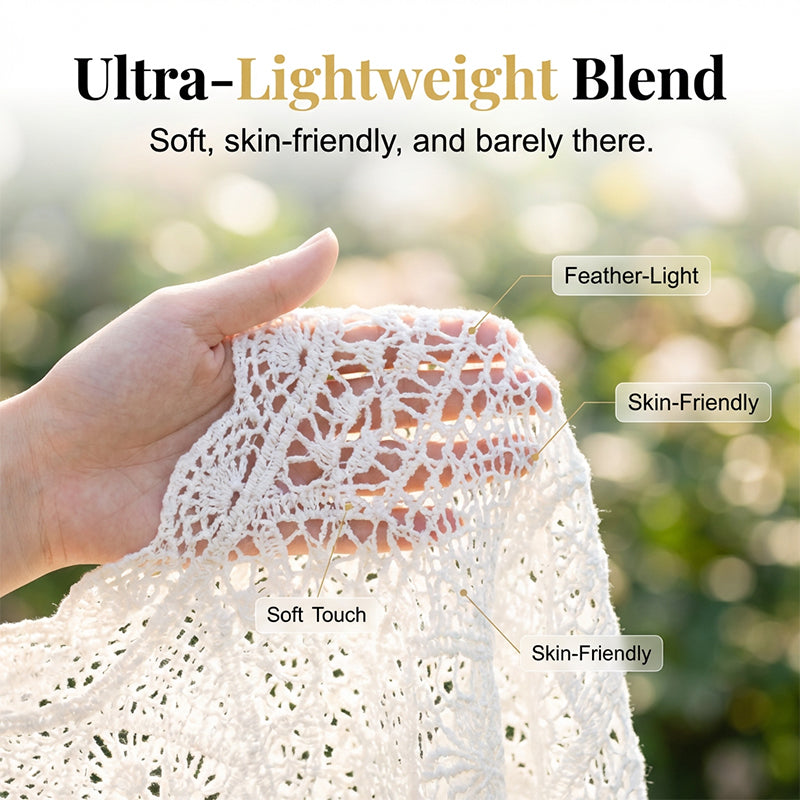 💐58% DE RÉDUCTION ! Chemise Crochet Romantique – Ajouré Délicat & Manches Fluides 🦋✨【Offre Limitée】