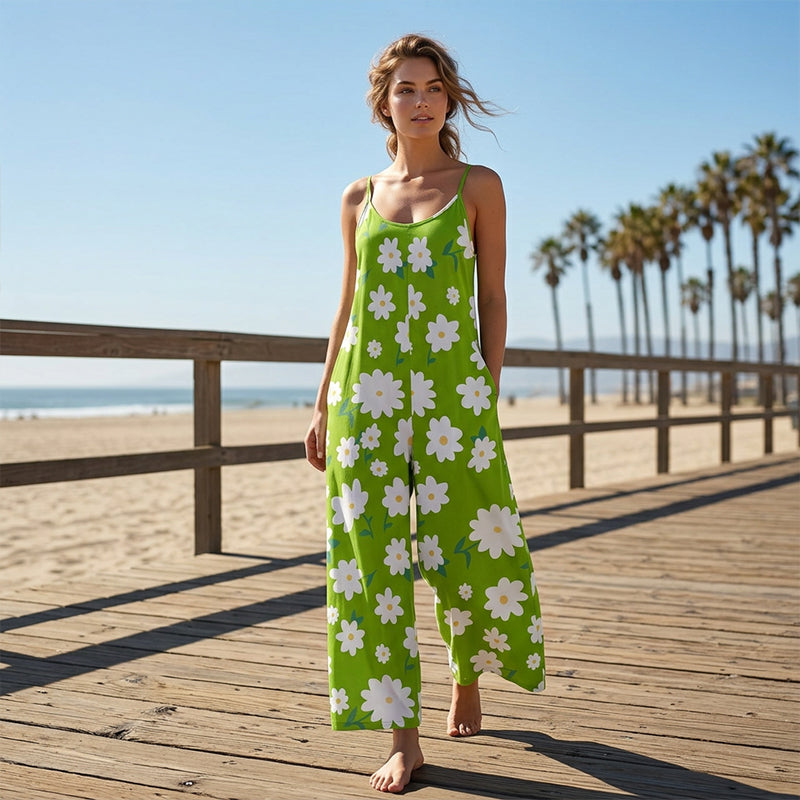 💐50% DE RÉDUCTION ! Combinaison à Jambes Larges Floral – Parfaite pour vos Vacances & Photos 🏖️📸【Prix Exceptionnel】