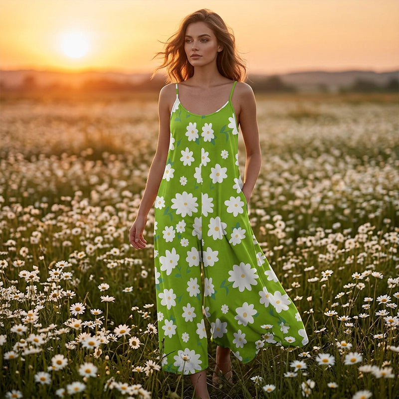 💐50% DE RÉDUCTION ! Combinaison à Jambes Larges Floral – Parfaite pour vos Vacances & Photos 🏖️📸【Prix Exceptionnel】