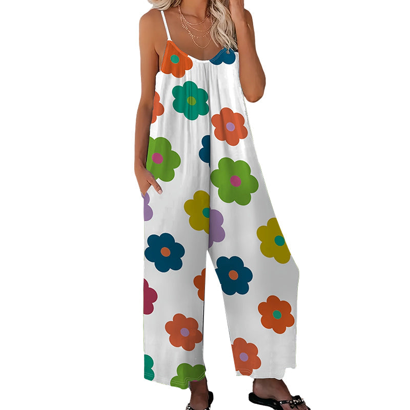 💐50% DE RÉDUCTION ! Combinaison à Jambes Larges Floral – Parfaite pour vos Vacances & Photos 🏖️📸【Prix Exceptionnel】