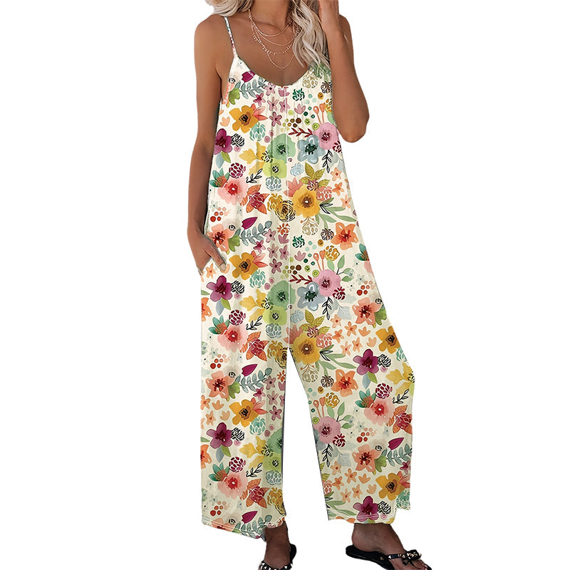 💐50% DE RÉDUCTION ! Combinaison à Jambes Larges Floral – Parfaite pour vos Vacances & Photos 🏖️📸【Prix Exceptionnel】
