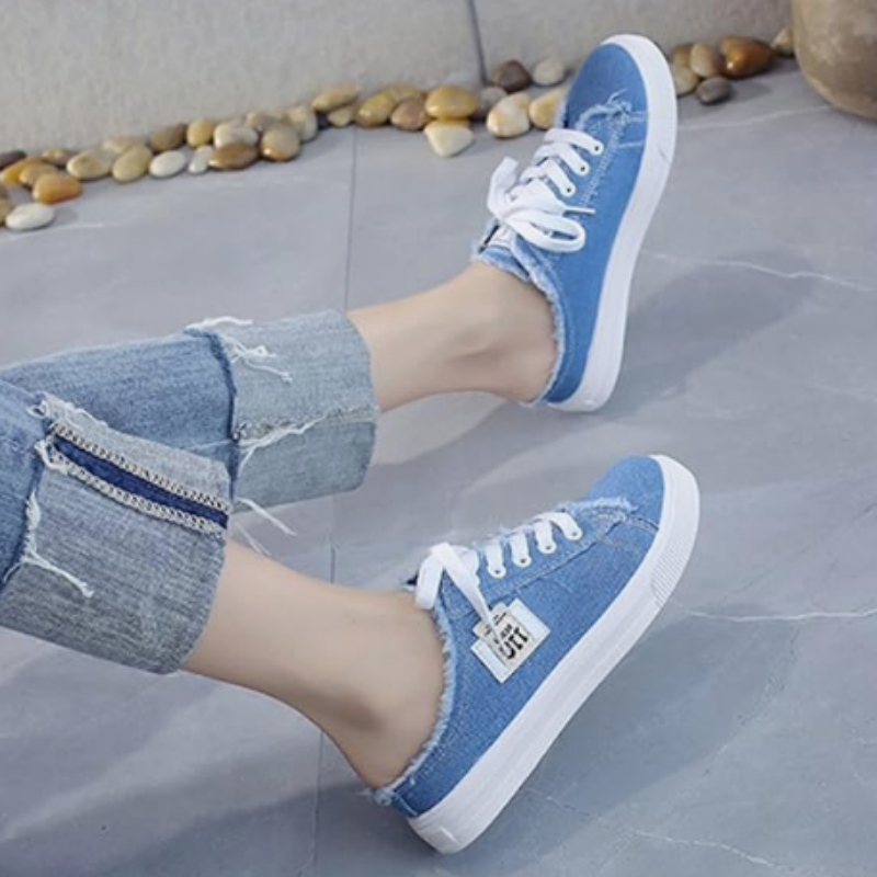 👟 50% DE RÉDUCTION! 👖 Baskets Mules en Jean pour Femme – Enfiler Facile, Semelle Confortable & Parfaites Pour Un Look Décontracté Et Estival ☀️