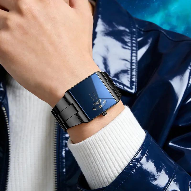 ⌚✨💼 PROMO -50% ! Montre à Quartz pour Homme, Cadran Carré – Style Vintage, Mouvement Précis & Bracelet en Cuir (8 Modèles)