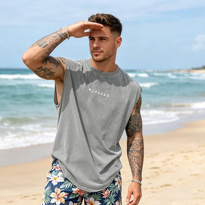 🎽 50% DE RÉDUCTION ! 🔥 Débardeur de Sport Coupe Loose Effet Vintage – Sans Manches, Tissu Respirant, Lavage Acide 🏁