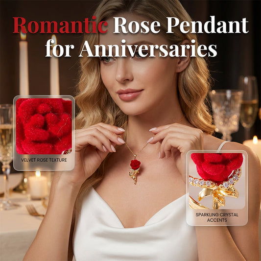 ⏳Offre Spéciale Limité dans le Temps⏰Pendentif Rose Rouge Élégant – Design Délicat, Hypoallergénique & Parfait pour l'Élégance Quotidienne ou en Cadeau✨